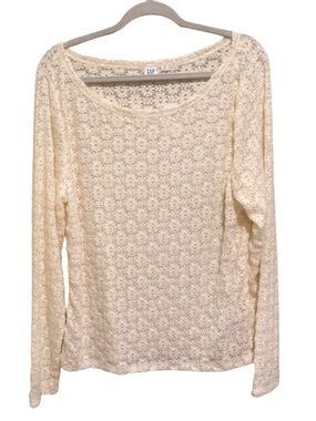 NWT GAP Cream Lace Long-Sleeve Boat Neck Top - Size XXL